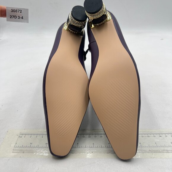 Purple Gorgeous Low Chunky Crystal Heel Ankle Boots Square Toe Side Zip Boot - Picture 7 of 8